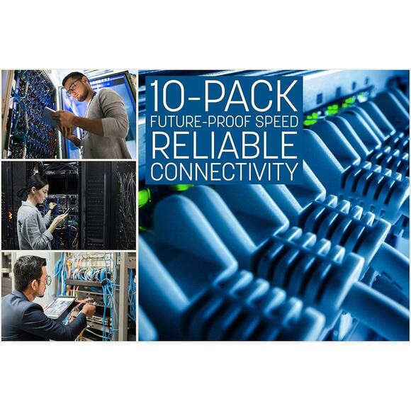 Slim Cat8 Ethernet Network Patch Cable – 10-Pack - 40Gbps & 2000MHz, Snagless... - Picture 4 of 5